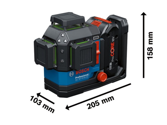 Linijski laser Bosch GLL 18V-120-33 CG v L-BOXX, 0601065101